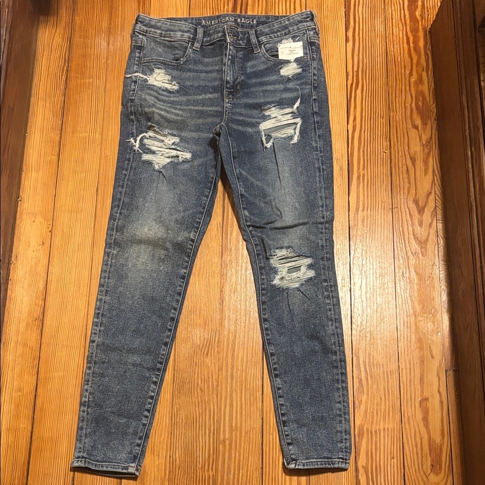 American Eagle Outfitters Ripped Dark Blue Skinny Jeans